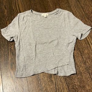Silence + Noise gray ribbed crop tshirt